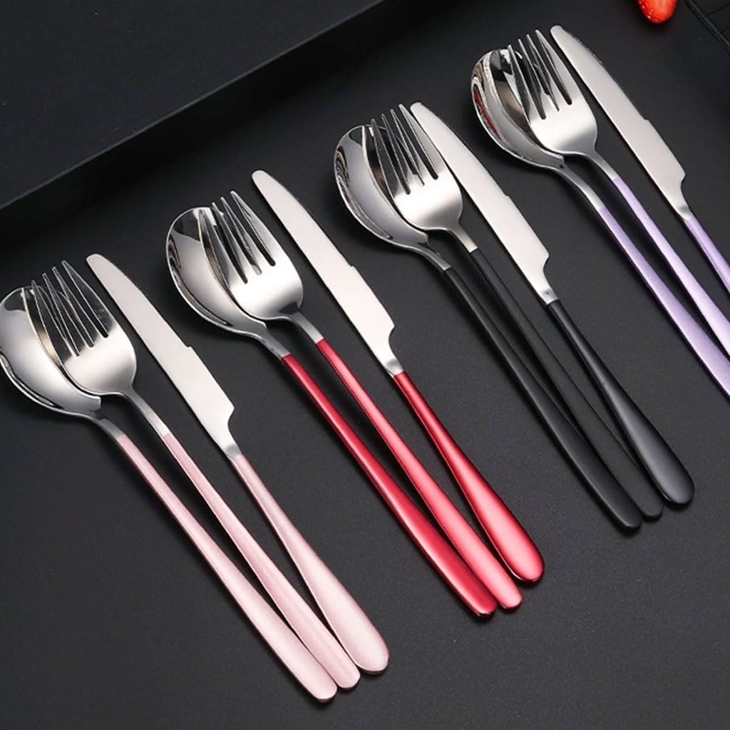 Ensemble d'argenterie 2/3 pièces, Couteau, Fourchette, cuillère, Couverts en Acier Inoxydable, fourchettes à dîner réutilisables, Service de Table Poli Miroir