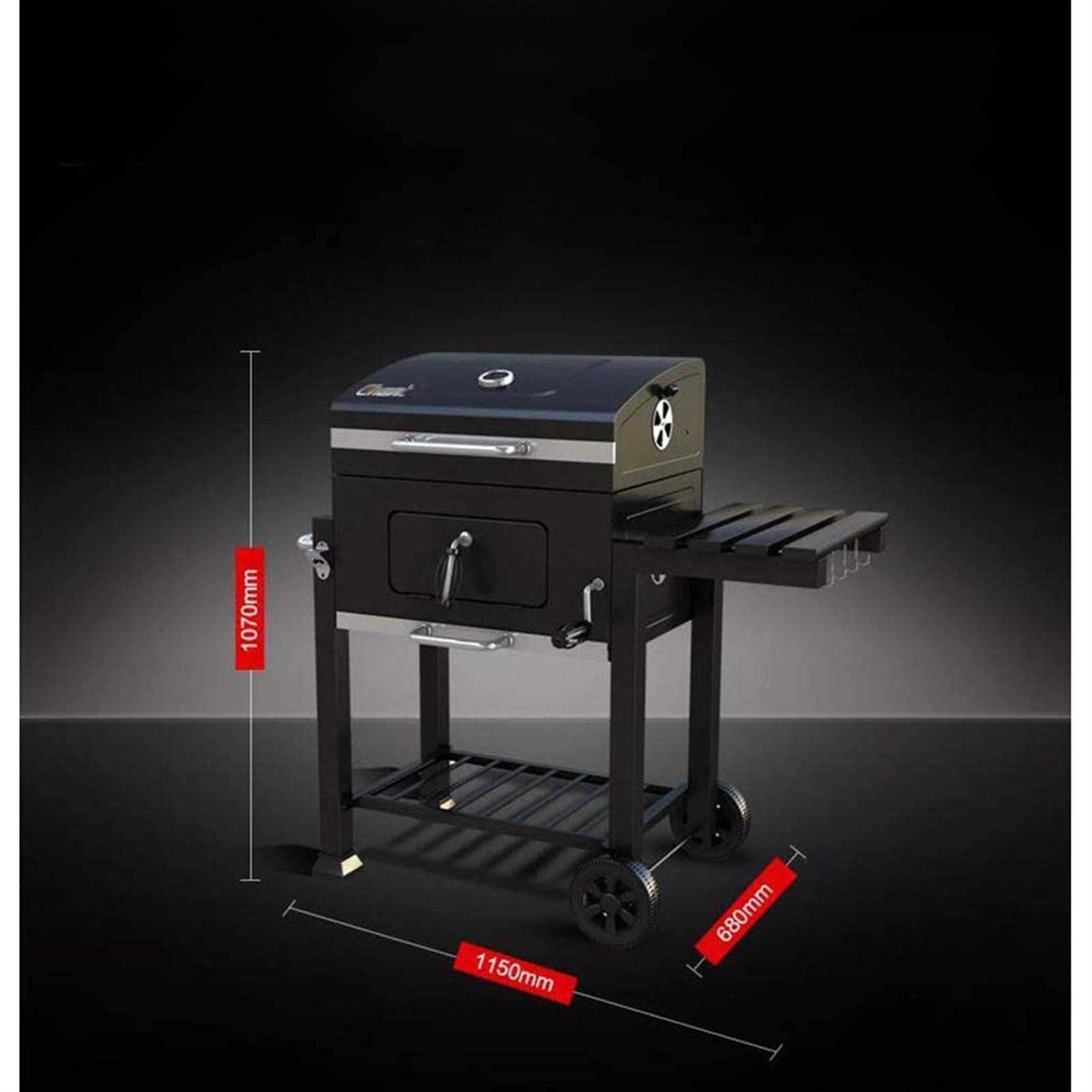 Wózek Grill Przenośny Grill Węglowy Ogród Na Zewnątrz Kemping Jedzenie Gotowanie Grill Piec Wózek z Dużymi Kołami