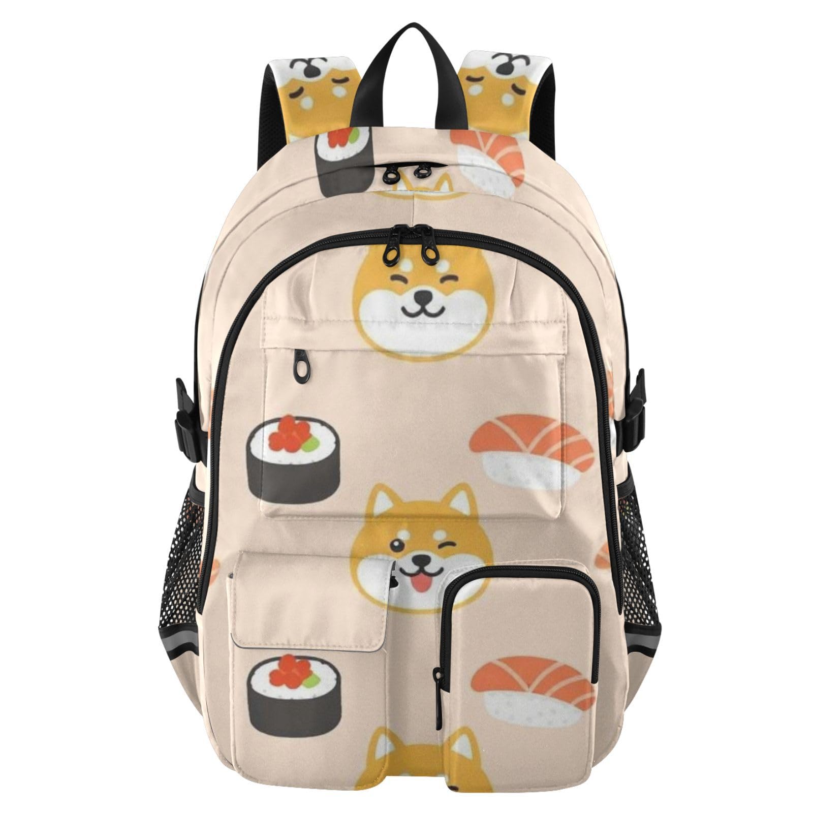 KLL Plecak na laptopa dla kobiet mężczyzn Shiba Inu & Sushi uroczy nadruk