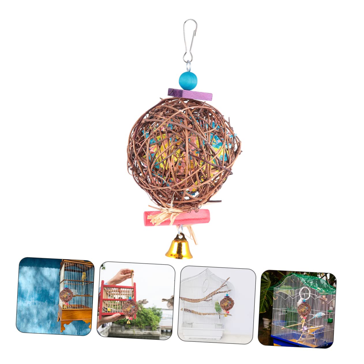 BESPORTBLE 6 Pièces Jouet Balle Perroquet Takraw Jouet De Nourriture à Mâcher Perroquet Oiseau s Perroquet Cage à Oiseaux Fibres Végétales Papier Soie D'
