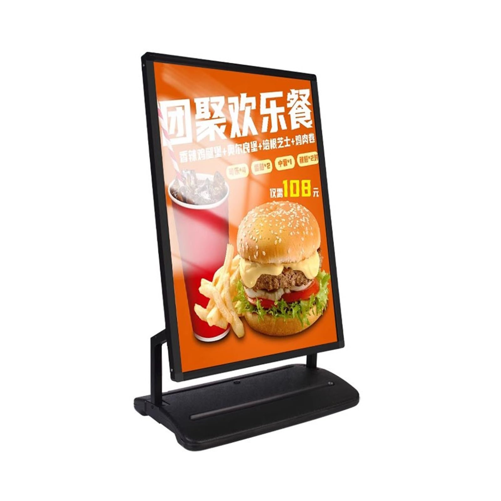 Soporte For Carteles De Exterior con Base Rellena, Resistente Al Viento, For Aceras, con Dos Ruedas En La Parte Inferior, For Negocios, Publicidad, Menús Y Guías.(Black)