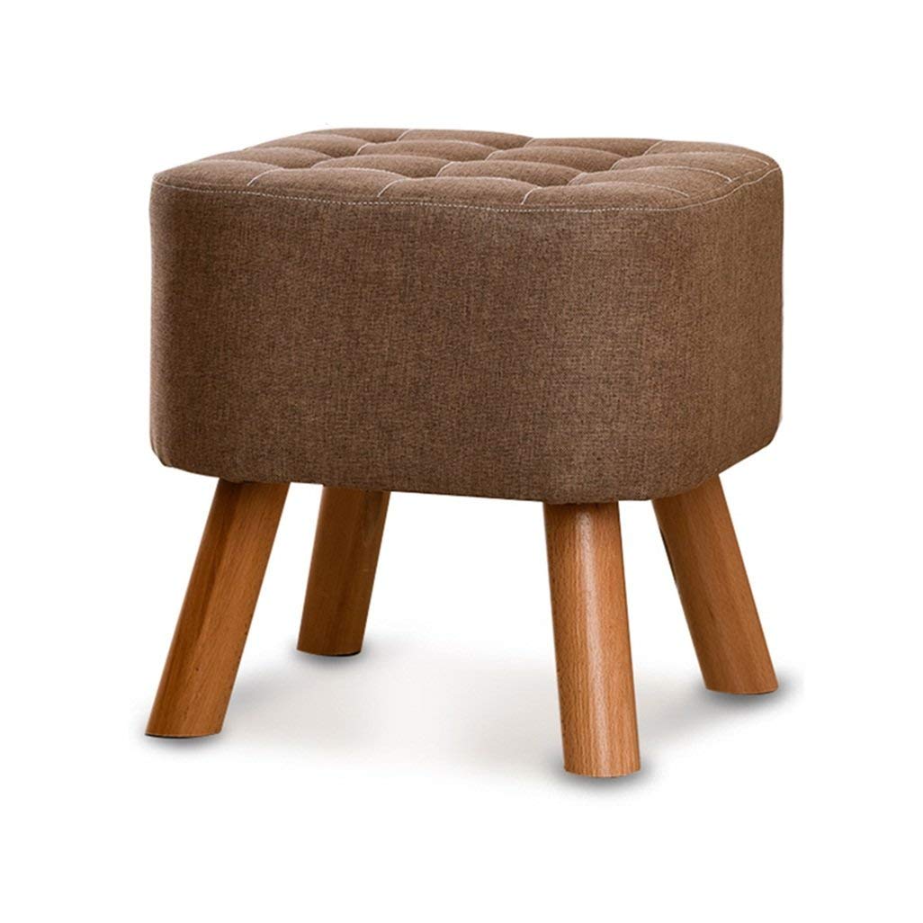 Tabouret repose-pieds housse amovible en lin et structure bois robuste