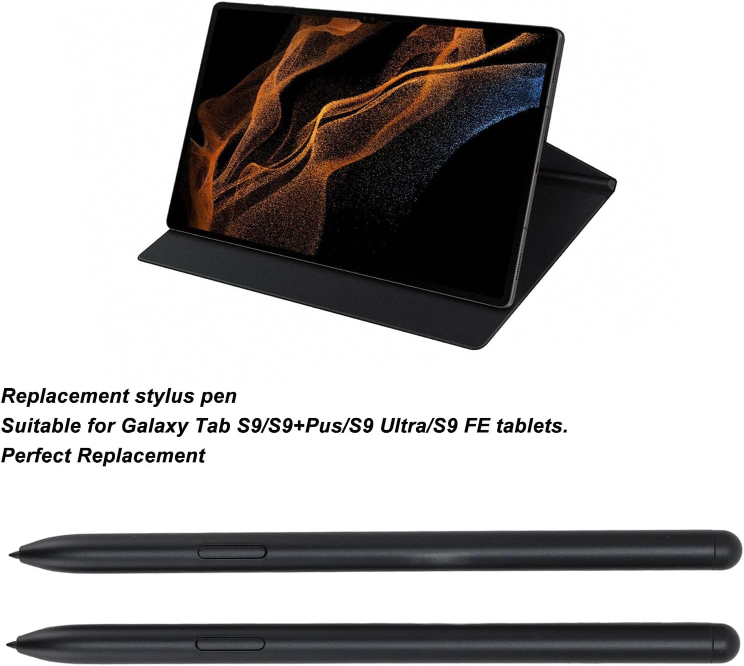 Replacement Pen, Magnetic Tablet with 4096 Levels Pressure Sensitivity, for Tab S9 S9 + Pus S9 Ultra S9 FE, Easy to Attach and Replacement (Black)
