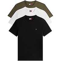 Tommy Jeans Maglietta da Uomo S/S, Multicolore (Nero/Verde Scuro/Ecru)