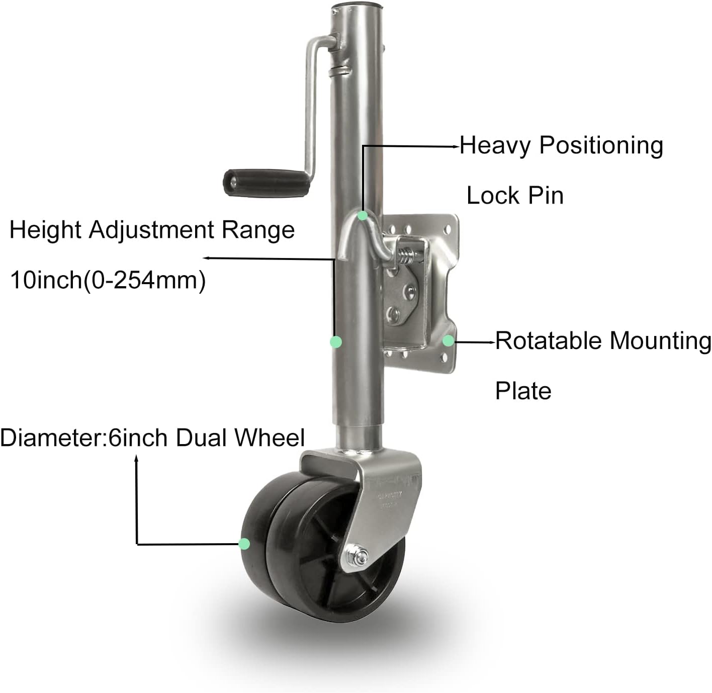 Buy MYOYAY Swivel Trailer Jack with 6 inch Dual Wheel 1500 Lbs Capacity