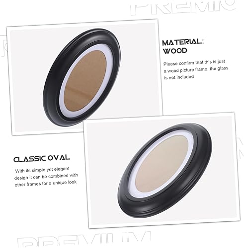 Miniatura 4 de BESPORTBLE Marcos ovalados de 7.02 x 8.58 pulgadas, marcos ovalados negros con montaje de uñas sin costuras y uñas en S, marco de madera ovalada