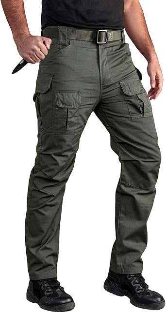 CARWORNIC Gear Men's Tactical Cargo Pants Waterpoof Lightweight Rip Stop EDC Military Combat Trousers