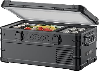 ICECO APL20 Portable Refrigerator, 21 Qts 12 Volt Fridge Freezer, Aluminum Car Fridge with SECOP Nano Compressor, Electric Cooler Powered by AC/DC or Solar,4F68F, Refrigerator for Vehicles, RV
