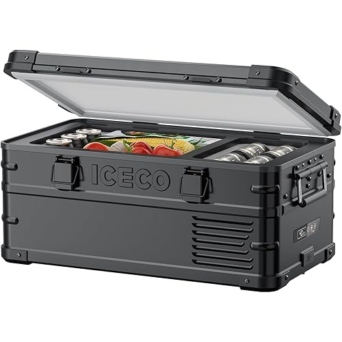ICECO APL20 Portable Refrigerator, 21 Qts 12 Volt Fridge Freezer, Aluminum Car Fridge with SECOP Nano Compressor, Electric Cooler Powered by AC/DC or Solar, -4℉~68℉, Refrigerator for Vehicles, RV