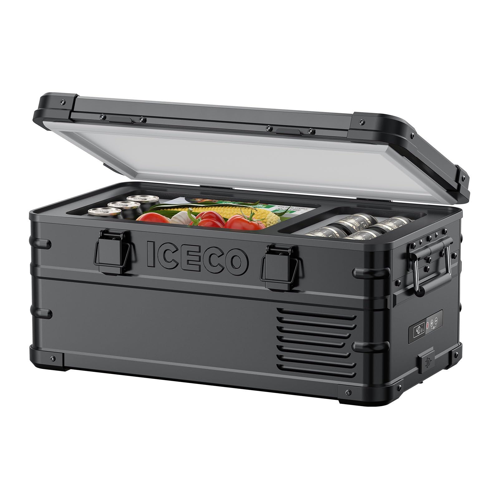 ICECO APL20 Portable Refrigerator, 21 Qts 12 Volt Fridge Freezer, Aluminum Car Fridge with SECOP Nano Compressor, Electric Cooler Powered by AC/DC or Solar, -4℉~68℉, Refrigerator for Vehicles, RV