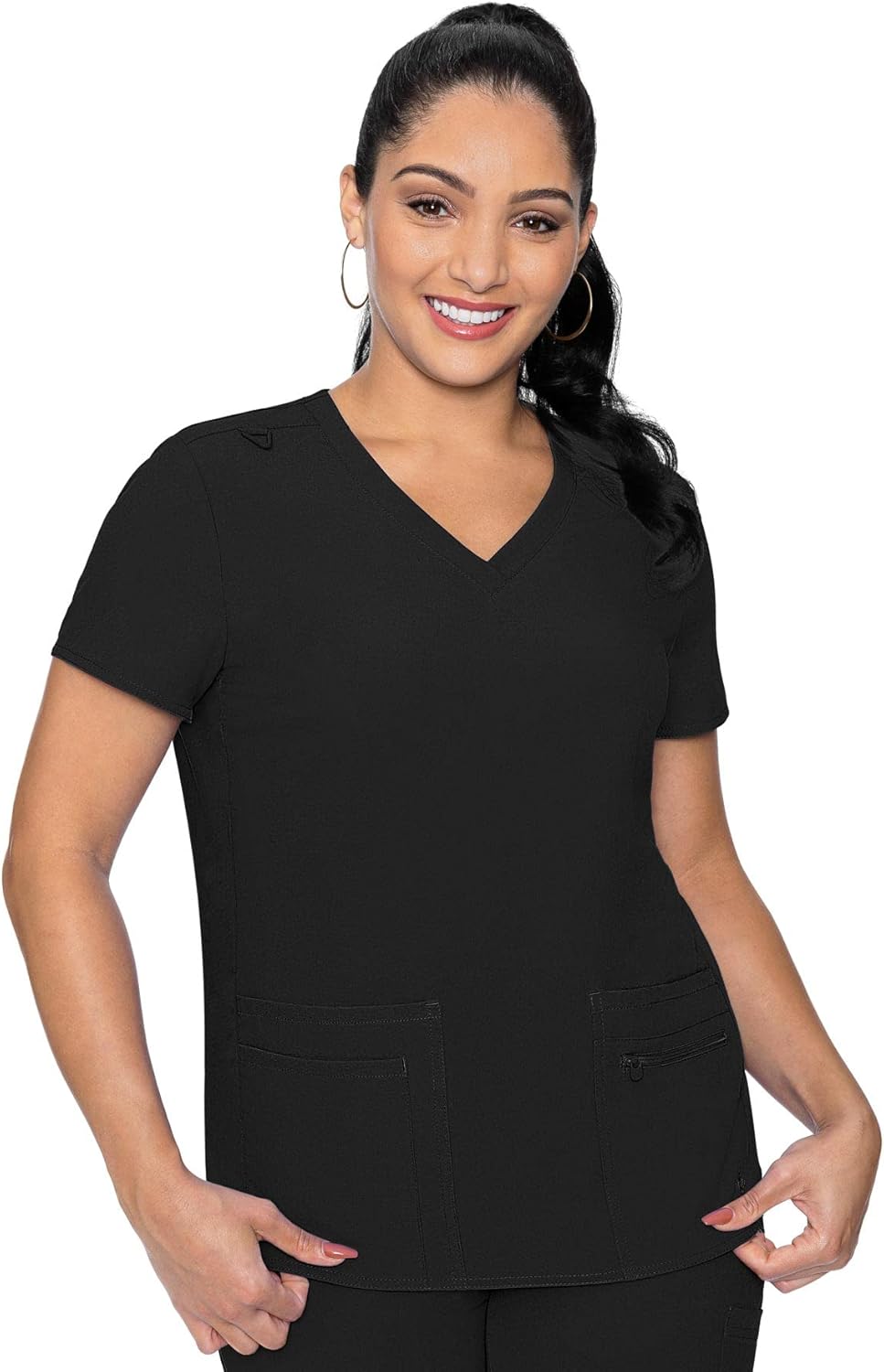 Med Couture Women's Energy Collection Knit Back Top, Black, Small