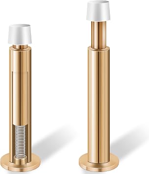 KOLAKO Door Stopper, Spring Door Stops with White Rubber Bumper, 4.4 Inch Doorstop Wall Protector Solid Door Stoppers for Bottom of Doors, 2 Pack, Rose Gold