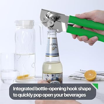 UHIYEE Can Masters Pack: Commercial All-Steel (Green)& Solid Heavy Duty Can Openers with Bottle Opener (Black)