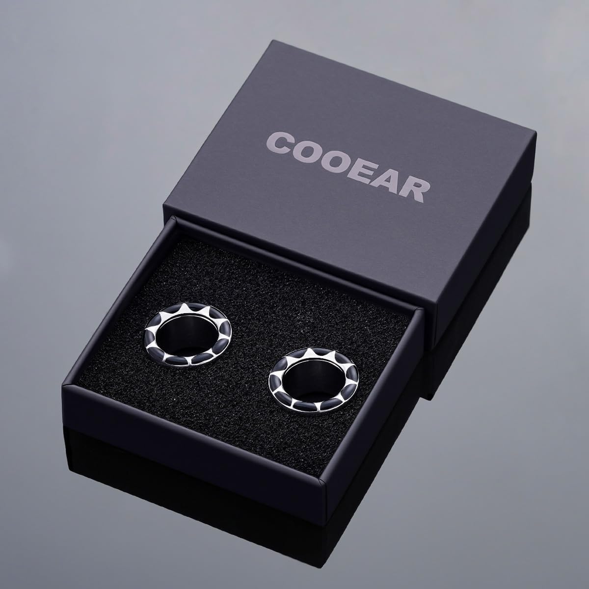 COOEAR Gauges For Ears, Surgical Steel Plugs, Flesh Stretchers Earrings, Size 2g to 1 Inch Black Screw Tunnels Piercing.