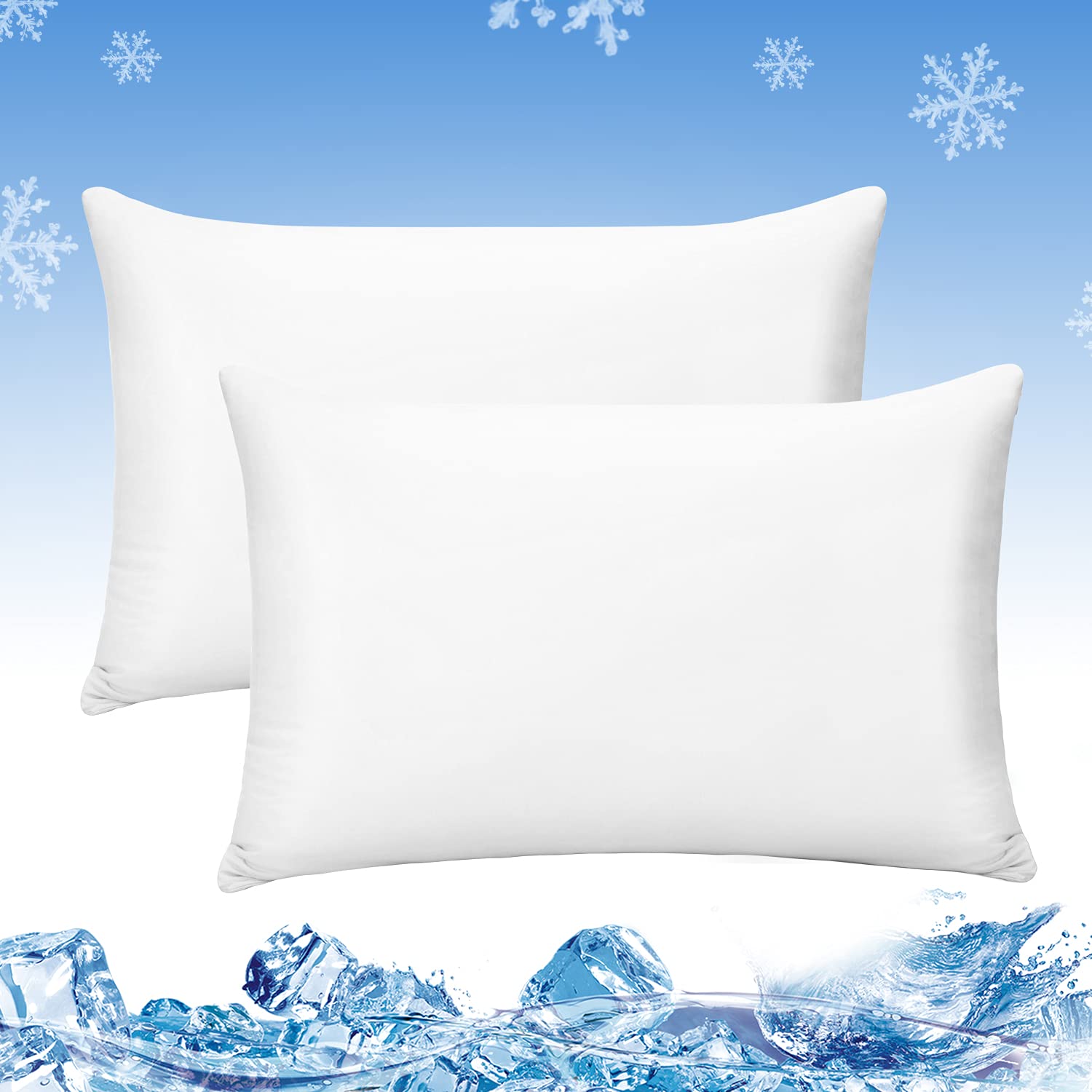 LUXEAR Cooling Pillow Cases, 2 Pack Ultra Cool Pillow Cases with Q-max 0.55 Arc-Chill Cooling Fiber for Hair Skin Hot Sleeper, Fit Standard & Queen Size Pillows - WhiteOEKO-TEX STANDARD 100