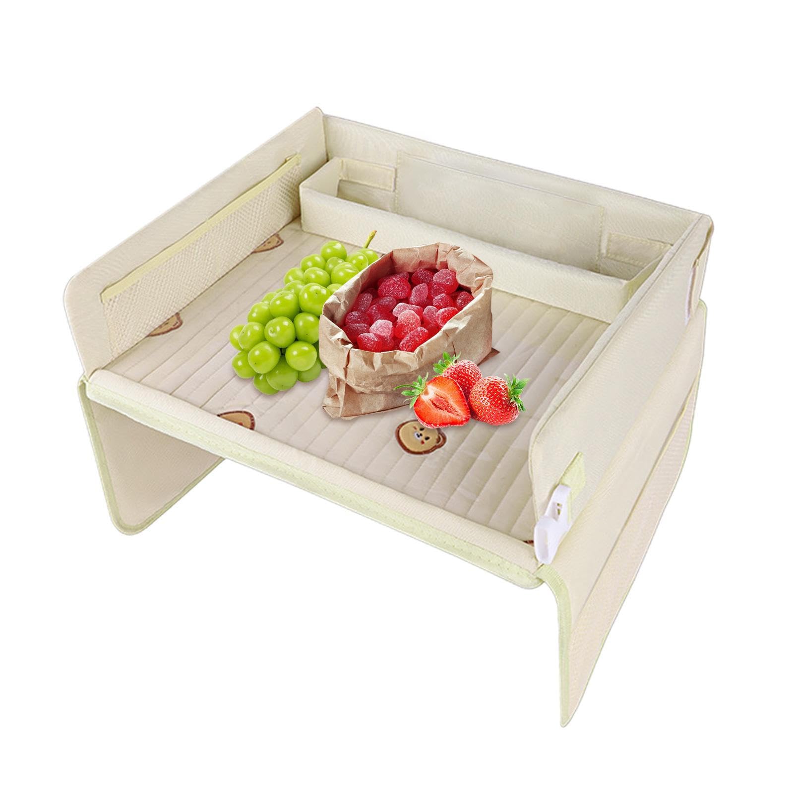 Plateau siège d'auto, Plateau siège Pliable imperméable à Plusieurs Poches, Table porgrancapacité pour Manger, Dessiner, Plateau siège Voyage en Voiture pour Le