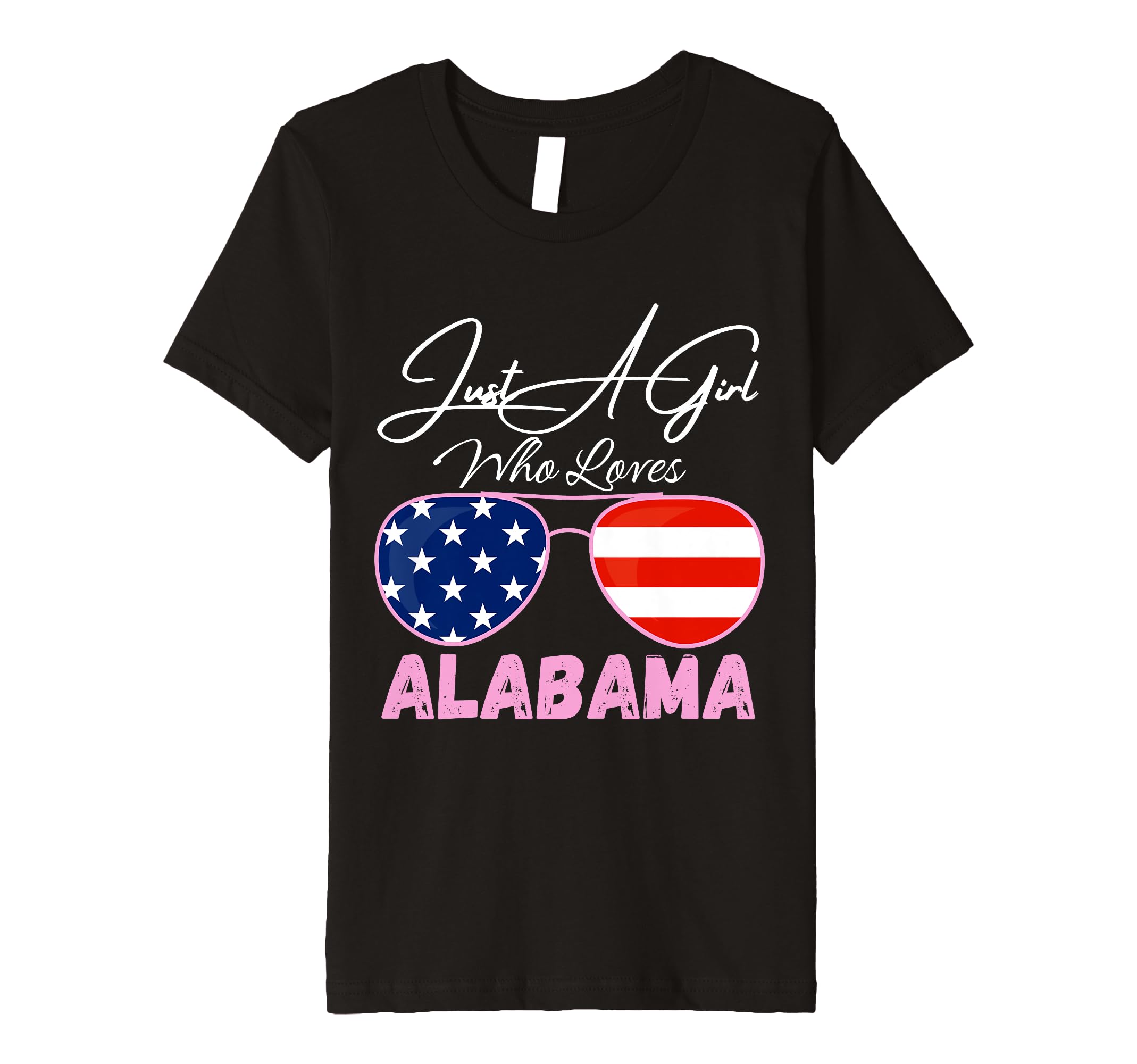 Kids Just A Girl Who Loves Alabama USA Sunglasses Flag Girls Premium T-Shirt