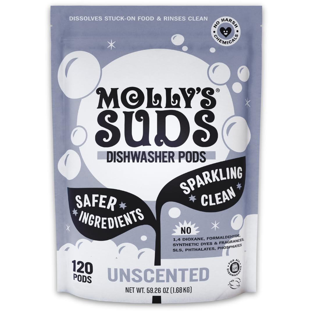 Dishwasher Pods | Clean Dishwasher Detergent, Cuts Grease & Rinses Clean (Residue-Free) for Sparkling Dishes | 120 Auto-Release Tabs (Unscented)