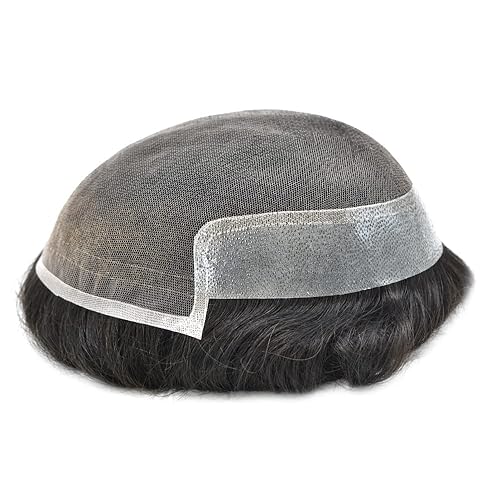 Miniatura 2 de Pieza de pelo para hombres Toupee sistema de cabello humano para hombres, postizos suizos de encaje para hombres, sistema de reemplazo de cabello
