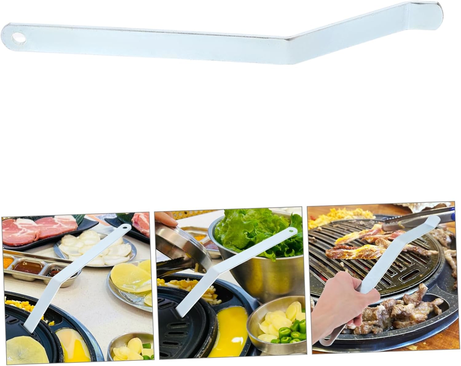 Toyvian BBQ Accessories Kit Stainless Steel Grill Grate Lifter Easy Puller for Outdoor Picnic and Restaurant Use