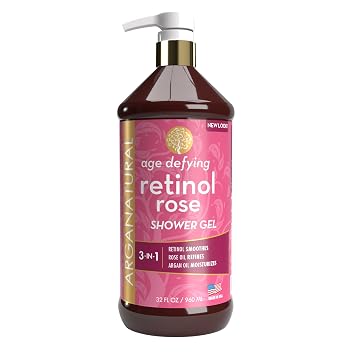 Arganatural Retinol Shower Gel Body Wash with Natural Argan Oil, Smooth & Refine Skin Tone, Nourishes for Natural Radiance, Pampers & Rejuvenates Skin for All Skin Types - 32oz / 960ml