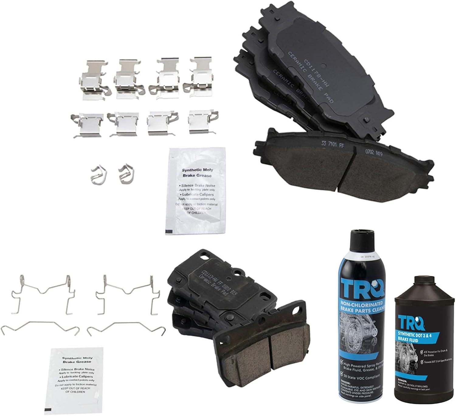 Front & Rear Brake Pads Brake Chemical Kit Ceramic Compatible with 2006-2008 Lexus IS250