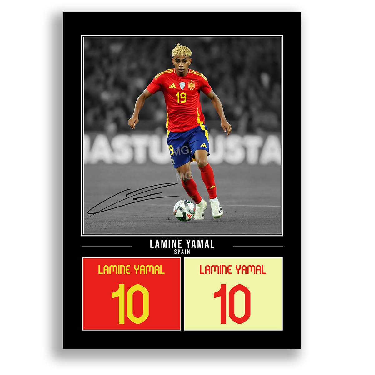 Lamine Yamal Kylian Mbappe Lionel Messi Cristiano Ronaldo Signed Photo Poster Print Picture Display Framed Autograph Memorabilia for Football Fans Gift (Yamal A4 Poster Only)