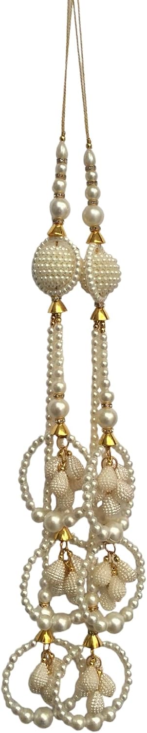 1 Pair Blouse Tassels for Bridal Dress Latkan Home Decor Accessories DIY Decor Curtains Cushions Tassel (White, 15 Inch)