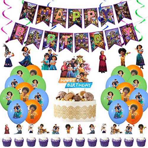 Decoración De Cumpleaños Encanto Globos,Encanto Fiesta Cumpleaños,Globos Encanto,Cartel de Feliz Cumpleaños Encanto,Encanto Decoración Cumpleaños per Chico Chica Cover