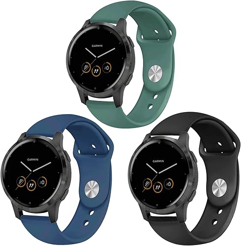 Paquete de 3 correas de reloj de silicona para Garmin Vivoactive 4S, Venu 2S, Vivomove 3SVenu 3S, correa deportiva suave de 0.71 pulgadas (0.709