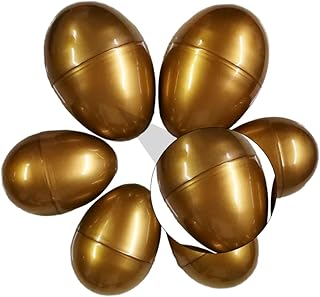 HEMOTON 6pcs Golden Plastic Easter Eggs for Eco Friendly Empty Egg Playthings Smooth Finish Easter and DIY Painting for Boys