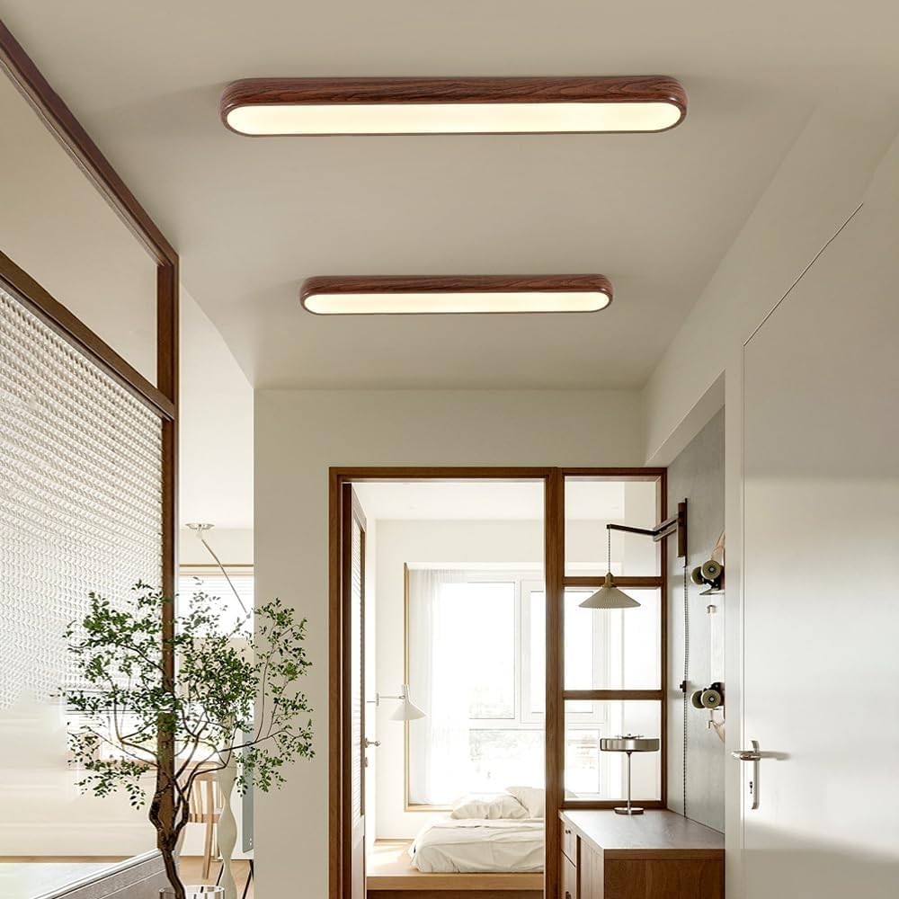 Modern LED Ceiling Lamp,Long Strip Chandeliers Linear Ceiling Light 3-Color Dimming Flush Mount Ceiling Lighting Fixture, for Bedroom Hallway Kitchen Living Room Office(100cm)