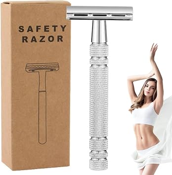 Safety Razor for Men Women, Double Edge Razor Beard Wet Shavers for Bikini Face Hair, Reusable Stainless Steel Razors for Shaving Leg Armpit Hair Removal, Manual Womens Razors Travel Gift
