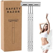 Safety Razor for Men Women, Double Edge Razor Beard Wet Shavers for Bikini Face Hair, Reusable Stainless Steel Razors for Shaving Leg Armpit Hair Removal, Manual Womens Razors Travel Gift