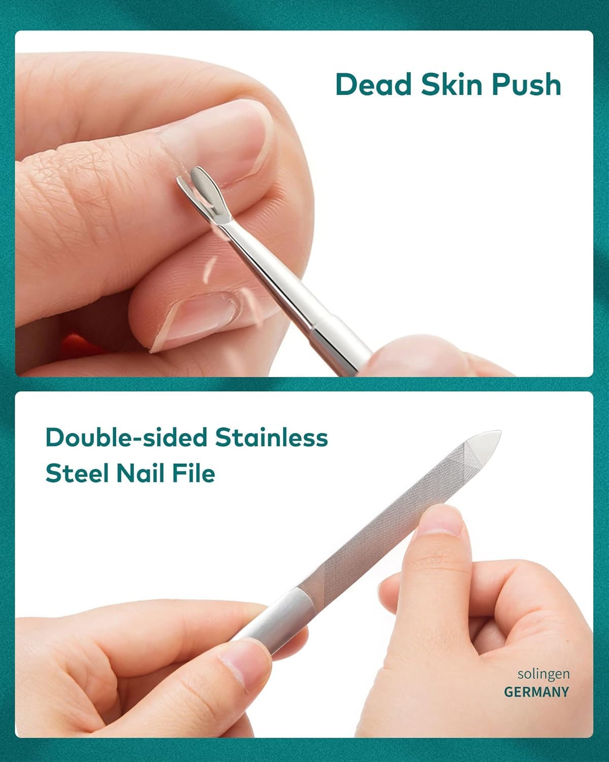 MR.GREEN 8-in-1 Manicure Set– Professional German Stainless Steel Nail Care Kit with Splash-Proof Nail Clippers, Toenail Clippers, Cuticle Tools, Travel Grooming Kit for Men & Women with Leather Case - Image 6