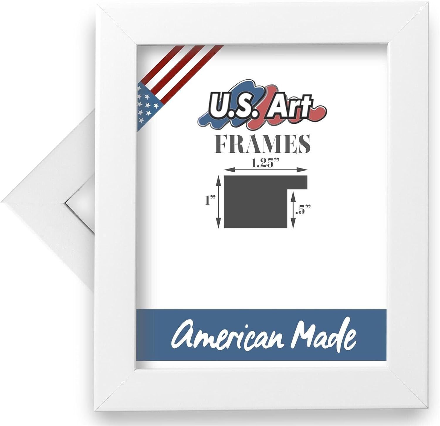 4x6 White 1.25 Inch Flat Picture Frame, Composite Wood Wall Decor for Wall Art, Featuring Preinstalled Hangers, UV Filtering Shatterproof Plexiglass, 100% American Made Poster Frame