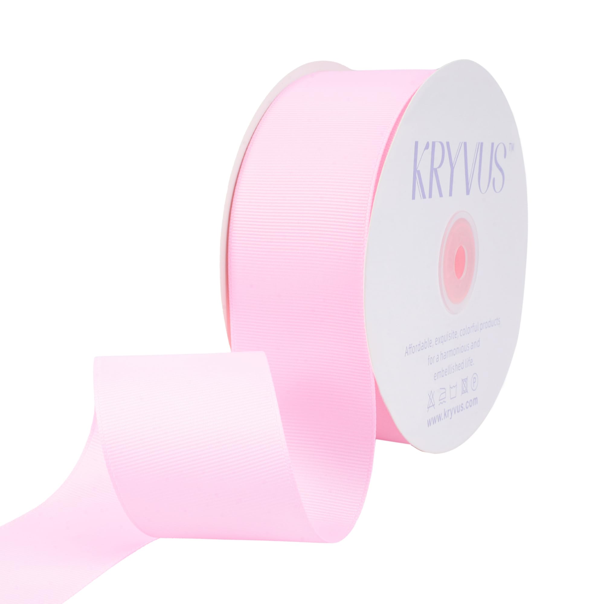 Kryvus Grosgrain Ribbon, Pearl Pink Ribbon 50mm x Continuous 45 Metres