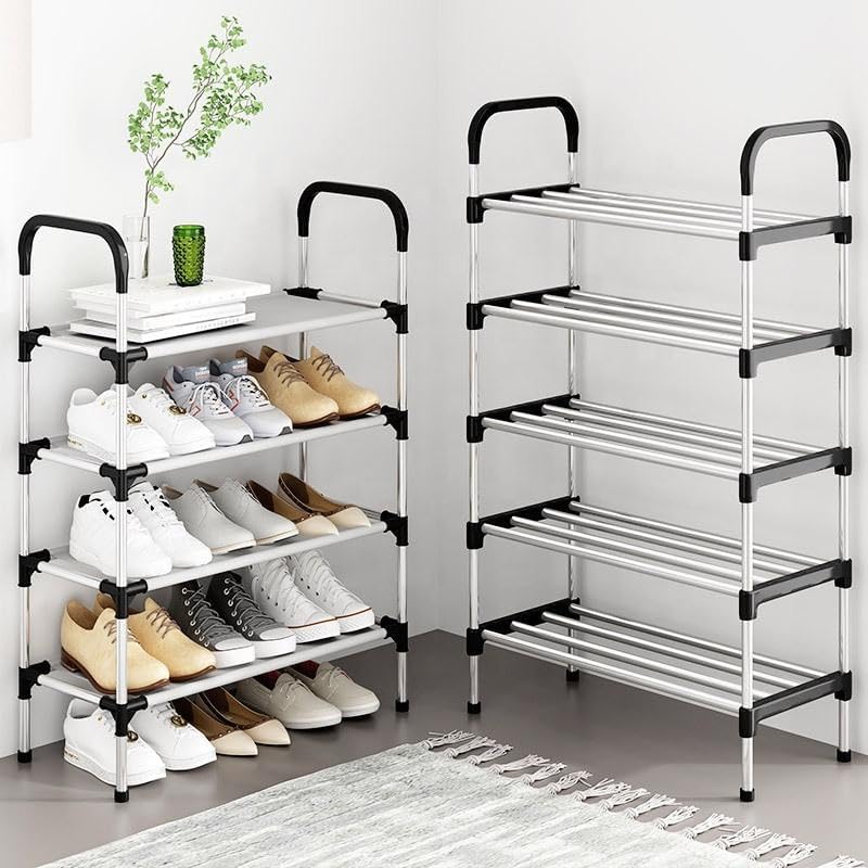 Miniatura 2 de Organizador de zapatos de 5 niveles, estante de metal apilable para zapatos, para entrada, armario o dormitorio, capacidad para 25-30 pares,