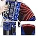 22 Key Diatonic Accordion 8 Bass Professional Button Accordion Instrument for Beginner with Storage Bag(Blue)