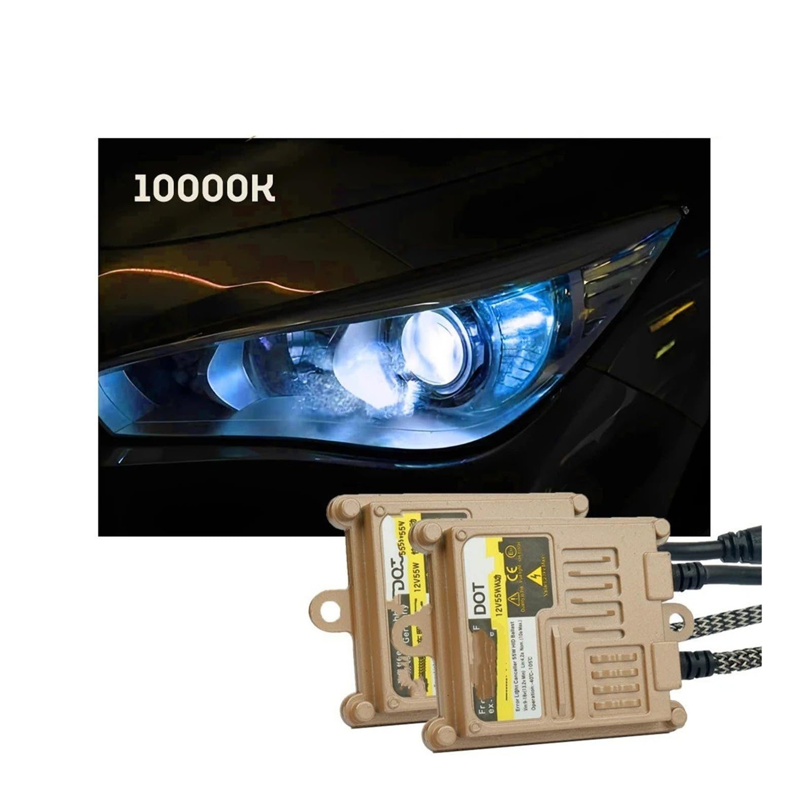 H4 Bi Xenon Ballast HID Inicio Rápido 55W Kit H1 H3 H7 H11 H27 880 9005HB3 9006HB4 Lámpara Bombillas Faros Delanteros Coche Balasto De Xenón(10000K,H7)