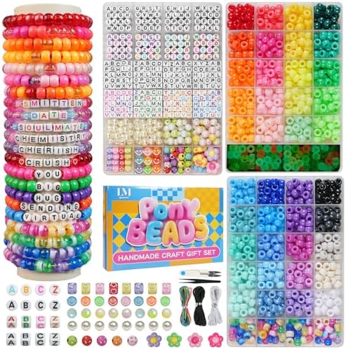Lynnmos 3 Cajas de Cuentas Pony para Hacer Pulseras, 2400 Piezas ...
