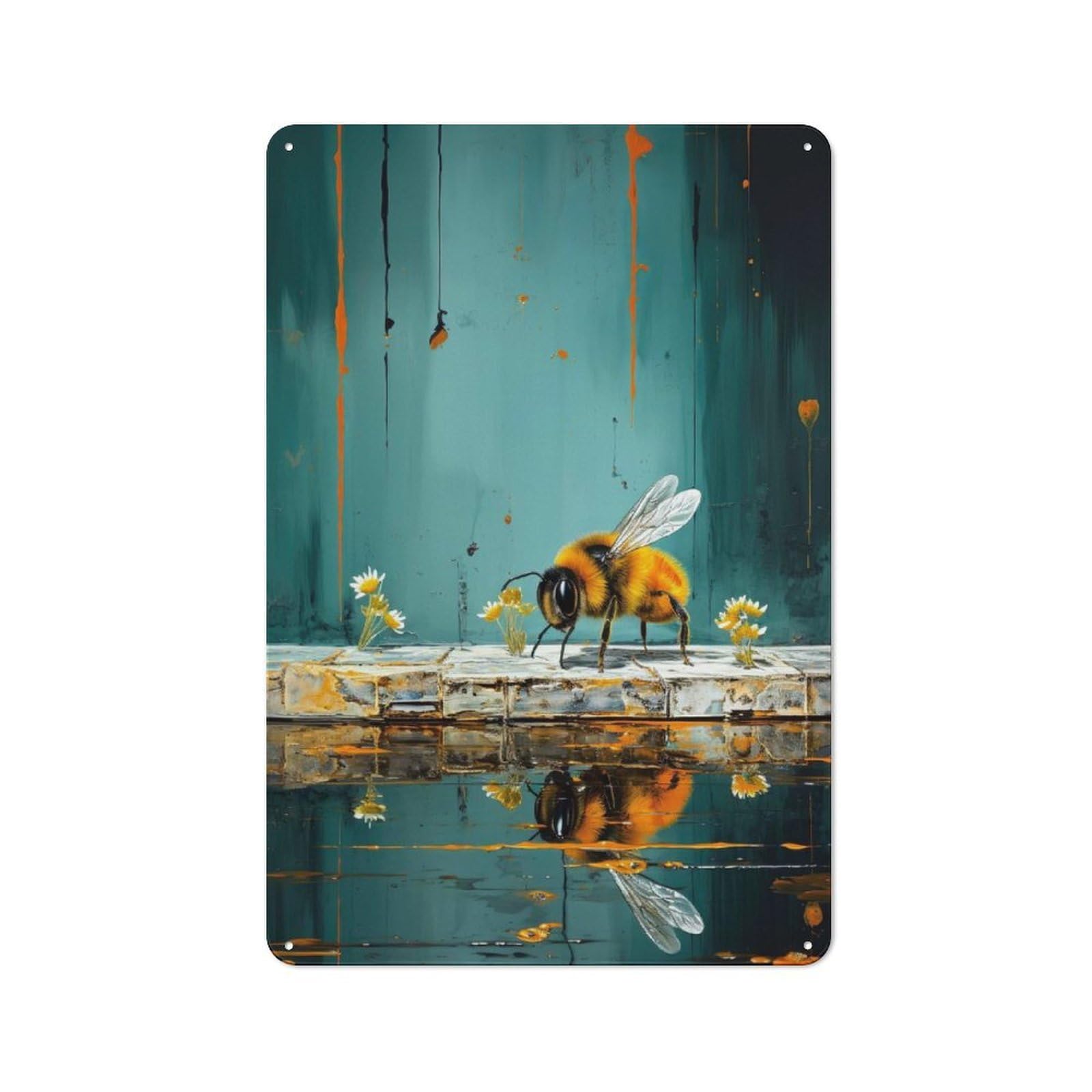 Junmoney Style-7 Agent Bee Rustic Printed Metal Sign 30X20cm For Bar Or Restaurant, For Bar Decor Enthusiasts
