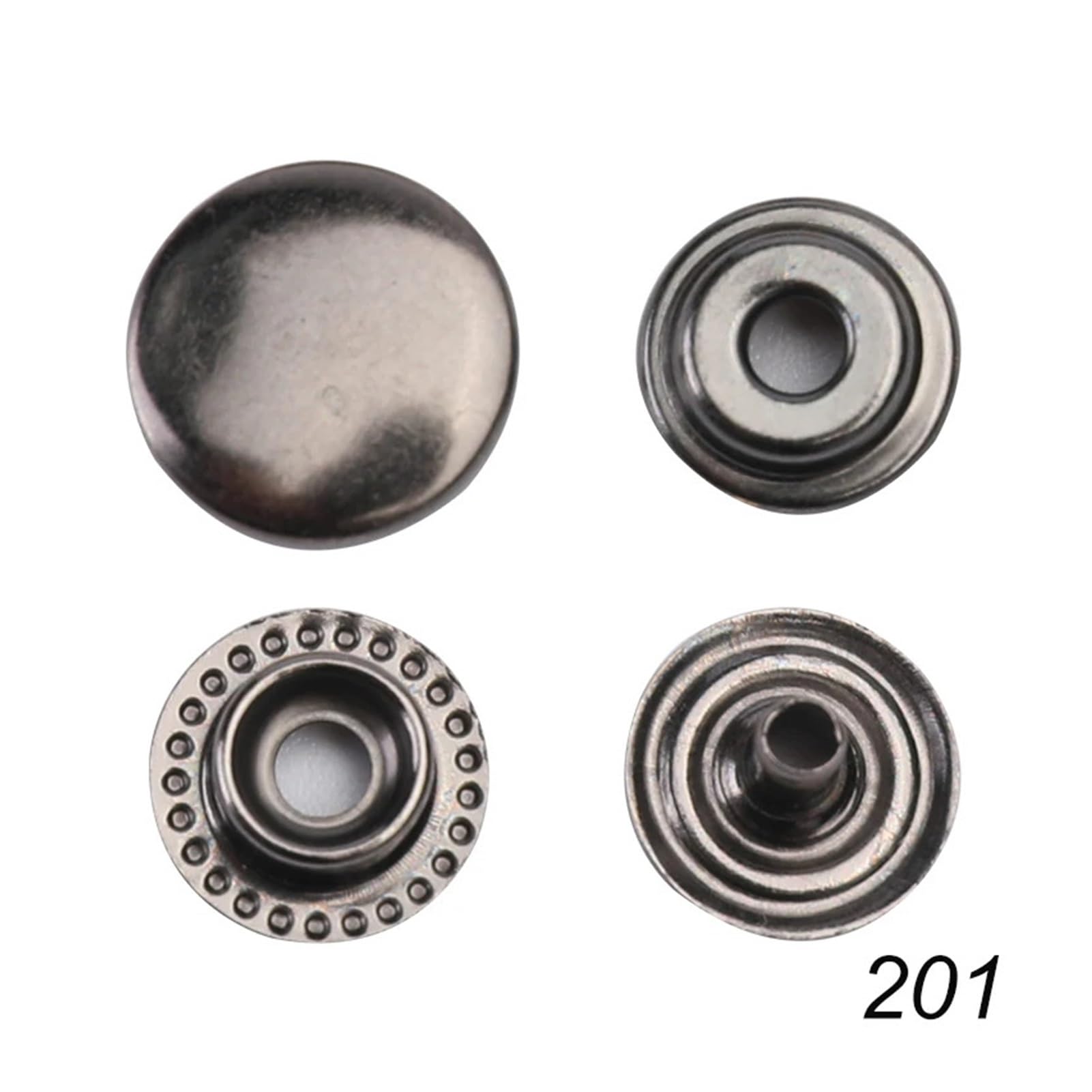Kit de Sujetadores de Cuero a presión tamaño Inferior 9mm/10mm/12mm Botones de Metal broches de presión broches de Cuero for Ropa(Dark Grey 201)