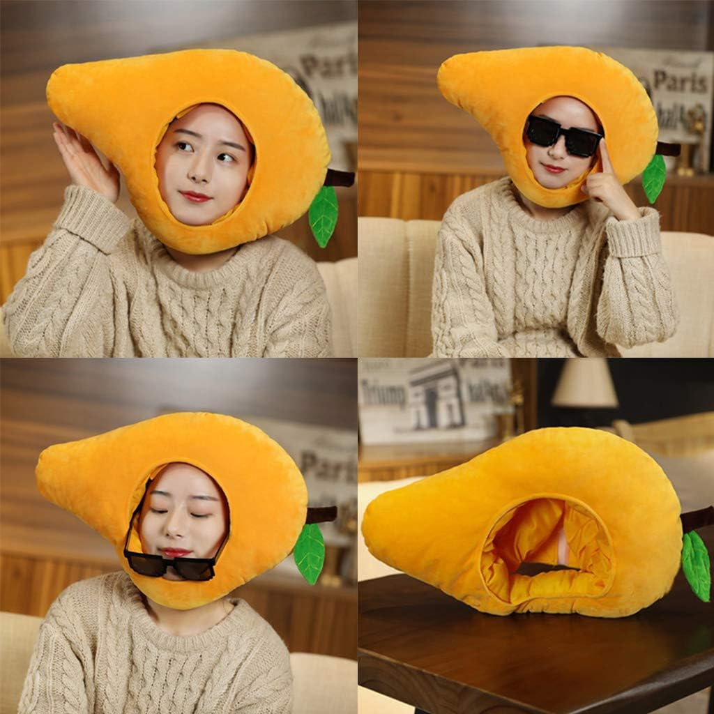 for Creative Mangoes Shape Plush Hat Funny Fruit Stuffed Headgear Cosplay Party