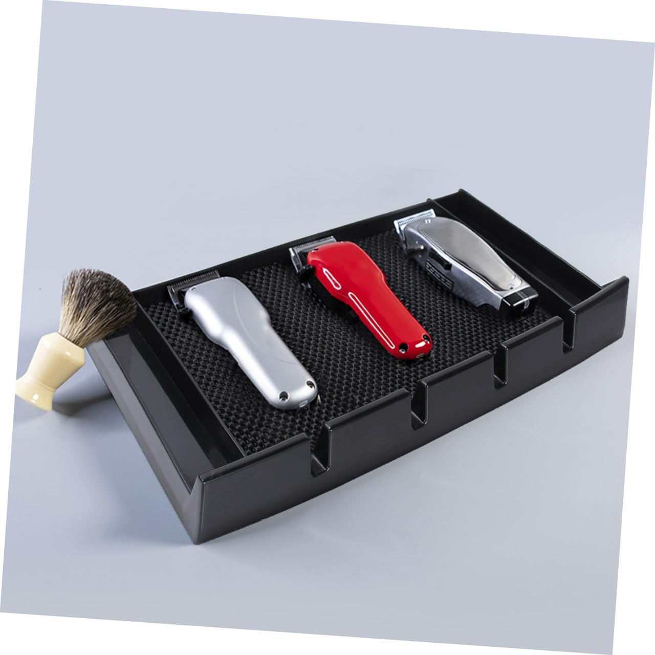 MERRYHAPY Heat-resistant Hair Clipper Storage Rack with Non-slip Mat for Barbershop Hair Cutter Holder and Multi-purpose Clipper Organizer for Electric Hair Trimmers and Salon Tools
