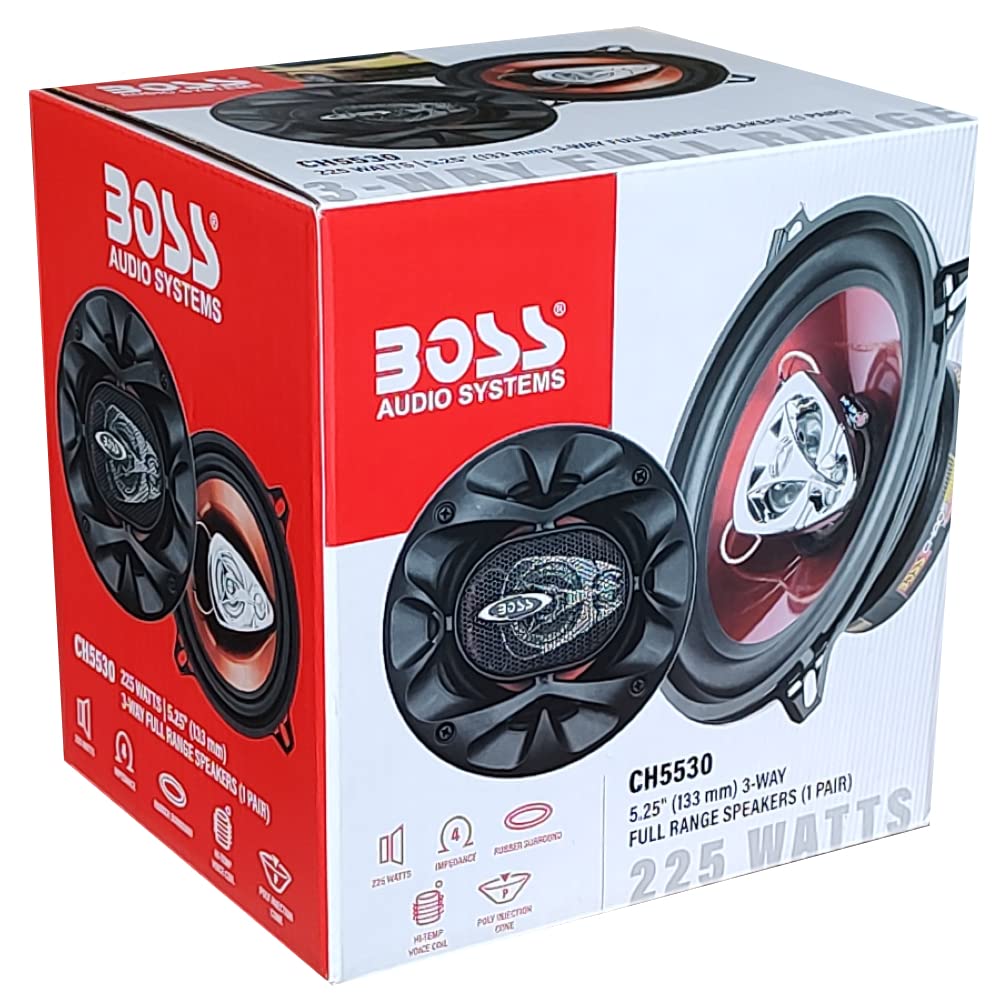 Kit Set para Boss Audio Systems CH5530 2 Altavoces triaxiales de 3 vías, 13 cm, 130 mm, 5", 115 vatios rms, 225 vatios máx., preparación para Cabina, Puerta y trampilla, en Pares