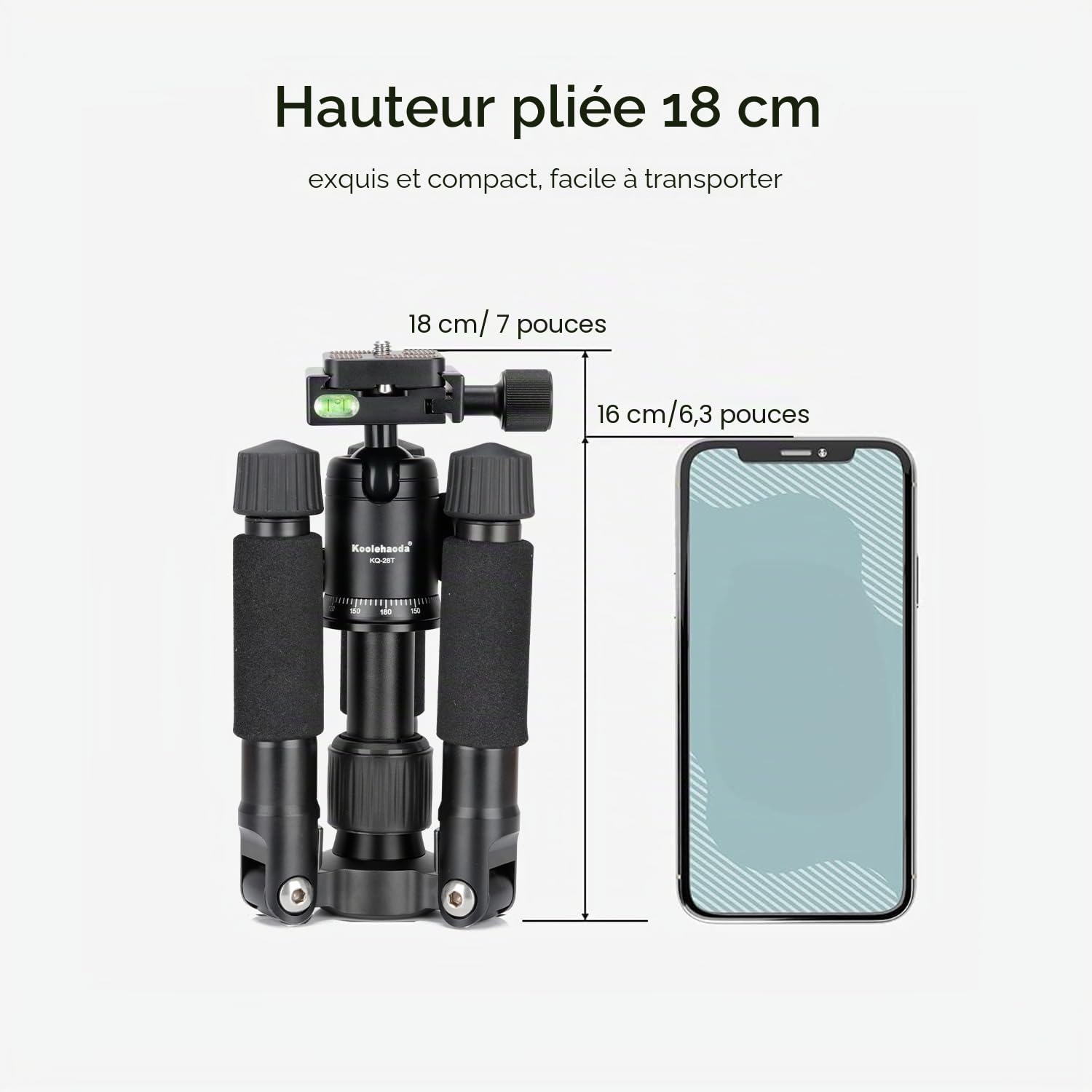 Koolehaoda Mini trépied Portable en Alliage d'aluminium Hauteur 51 cm avec rotule 360 ​​degrés et Sac pour Appareil Photo Reflex numérique, caméscope vidéo. Charge jusqu'à 5 kg - (H-50)