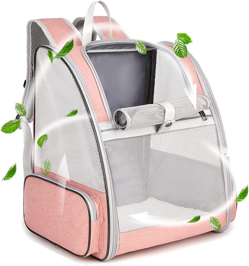Cat Bag, Portable Expandable Dog & Cat Carrier Backpack with Breathable Mesh, Foldable Design, Ergonomic Straps, EasyAccess Zippers, and Extra Space for Small Pets up to 18 lbs