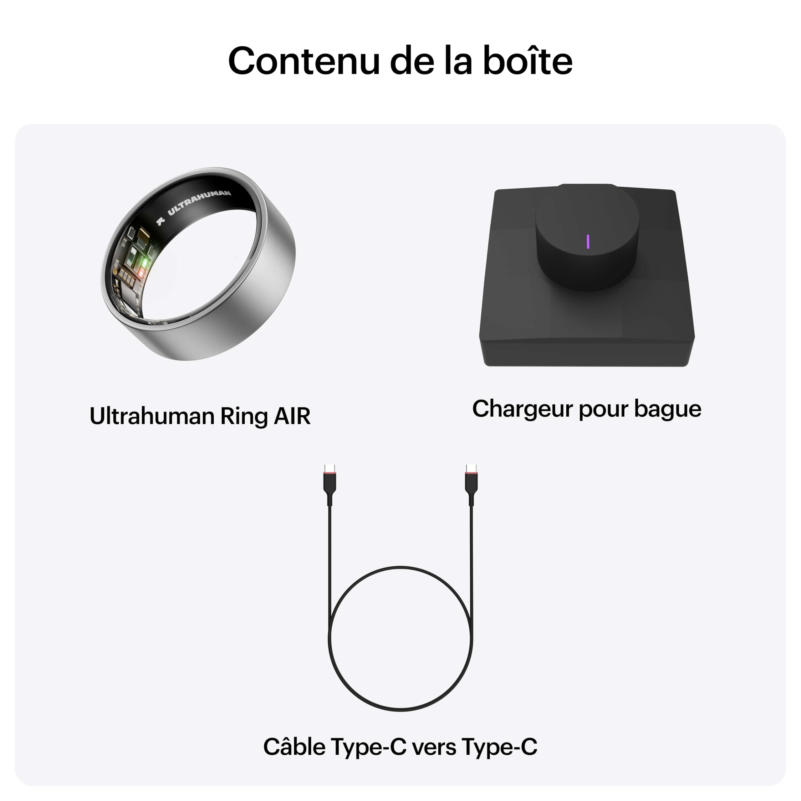 ULTRAHUMAN Ring AIR – Bague connectée de Suivi de santé, Choisissez d’Abord Votre Taille grâce au kit de Mesure ; Suivi du Sommeil ; Bague Intelligente pour Hommes et Femmes (Titane Brut, 13)