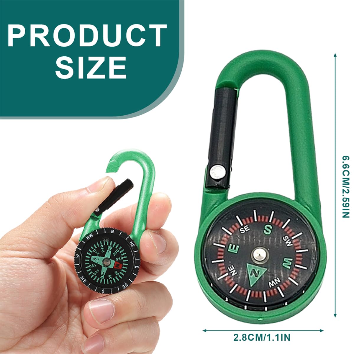 mini kompass - 5 sztuk kompasu Brelok do kluczy Karabińczyk Dekoracyjne zabawki na wędrówki, kemping, zabawki dla dzieci, na wędrówki, kemping, wielokolorowe